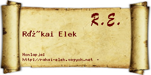 Rákai Elek névjegykártya